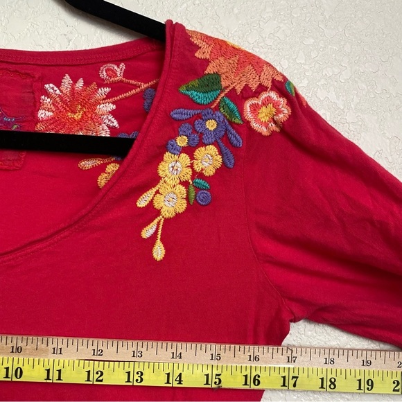 Johnny Was red A line embroidered dress cotton - Picture 6 of 10